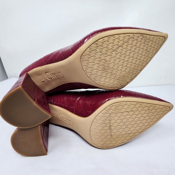 Circus By Sam Edelman sz 7 Marlee Burgundy Croc-Embossed Pointed Toe Pumps - Picture 9 of 11